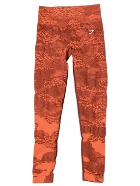 Gymshark Adapt‎ Camo Seamless Leggings Storm Red/Cherry Brown Small